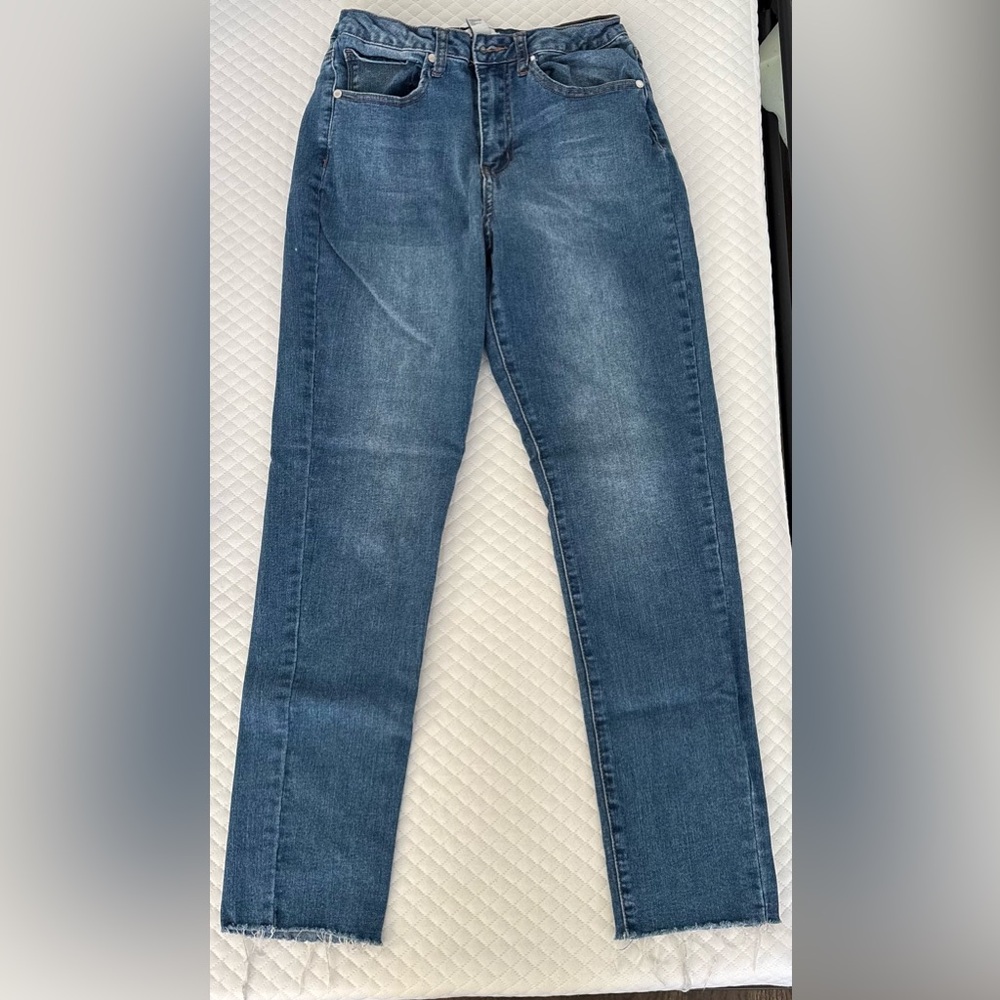 Forever 21 Light Blue Denim Jeans with Fringe Design on Bottom